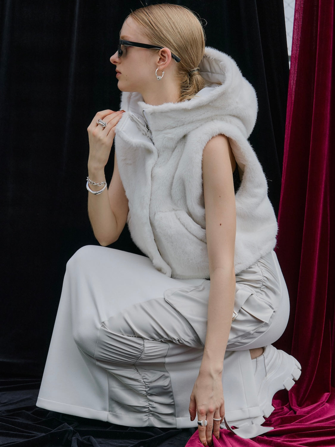 2Way リバーシブル ショート Fur ベスト