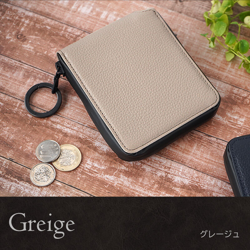 撥水レザー×止水ファスナー】二つ折り財布 ラウンドファスナー