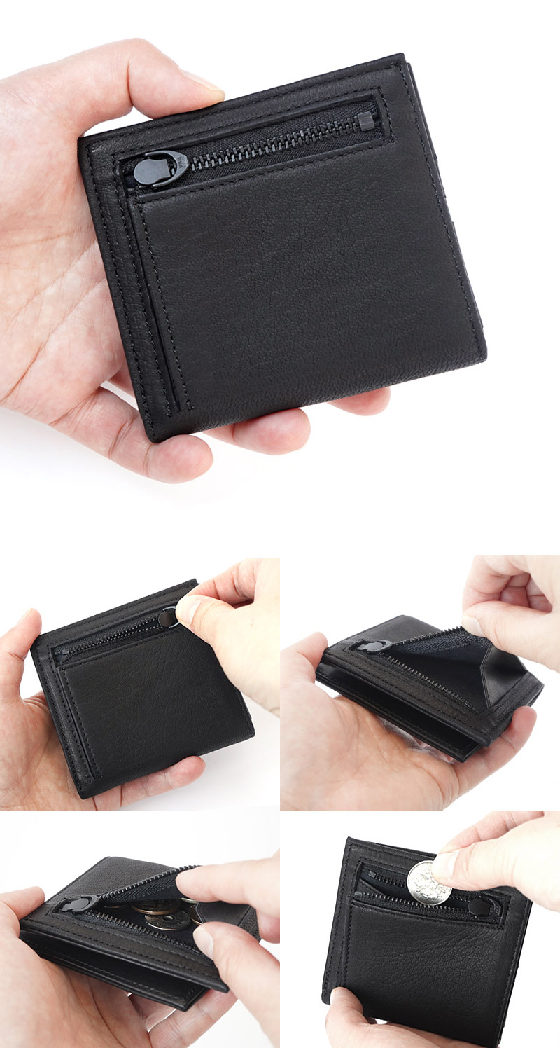 鹿革】二つ折り財布 ミディアムウォレット 本革 ZOO 日本製 二つ折り財布