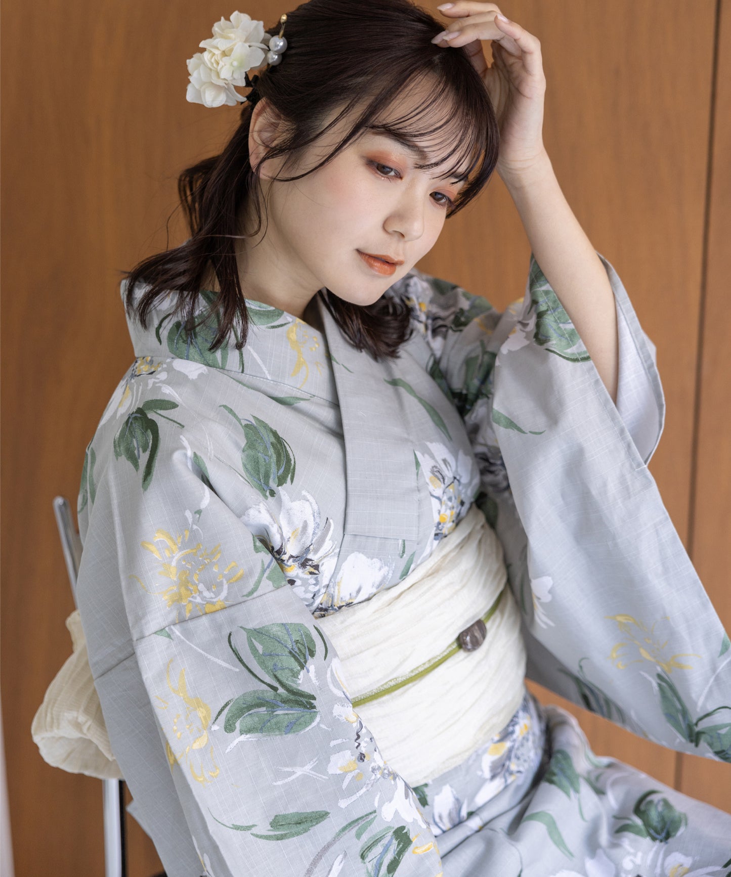 ひまわり柄 浴衣 緑色帯 ゆかた館グレース 【新品未使用】 ひまわり柄