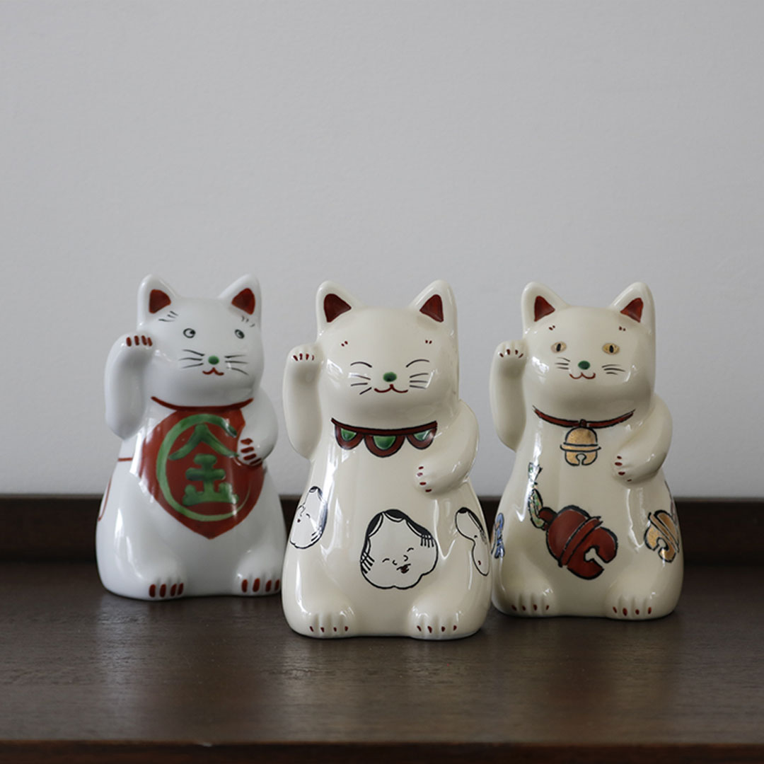 仁清 招き福ねこ （小）鈴・おた福・金太郎｜招き猫・オブジェ｜京都