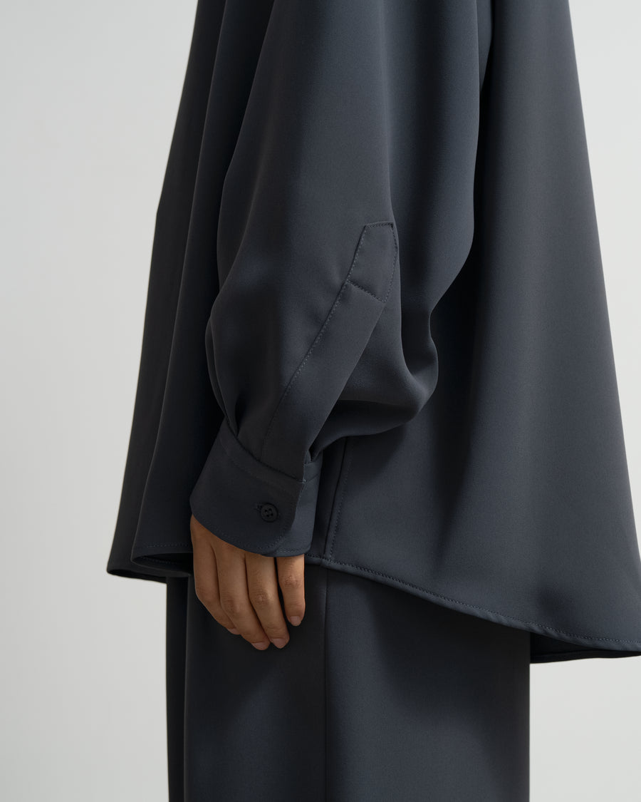 Satin Oversized Band Collar Shirt – Graphpaper