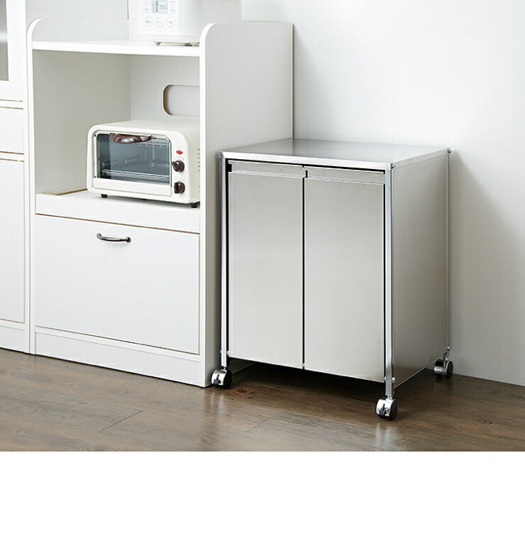 日本製 燕三条 ステンレスダストボックス 14L×2分別 幅50 ごみ箱