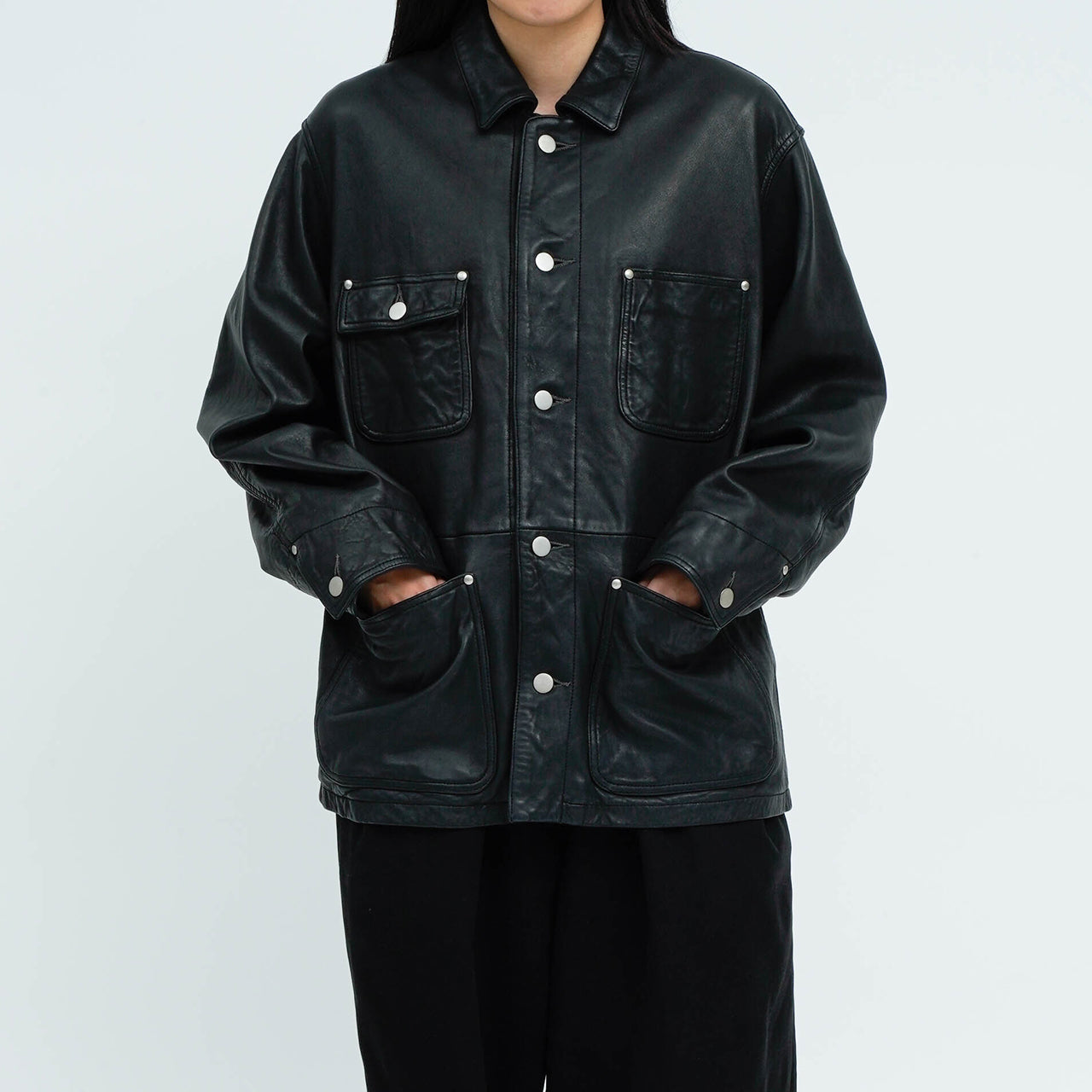 ウィメンズ ウォッシュレザー カバーオール（ラム）_coverall