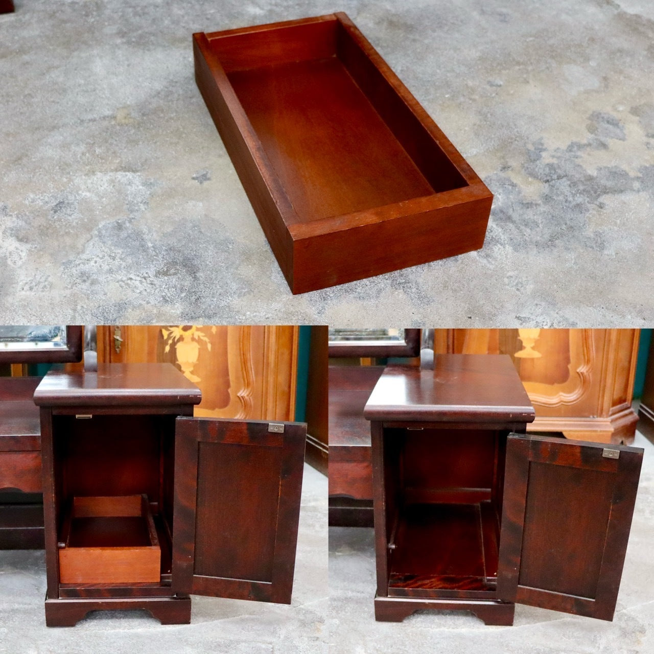 GMIK115○北海道民芸家具 ドレッサー 鏡台 化粧台 座鏡 民藝 樺材 古