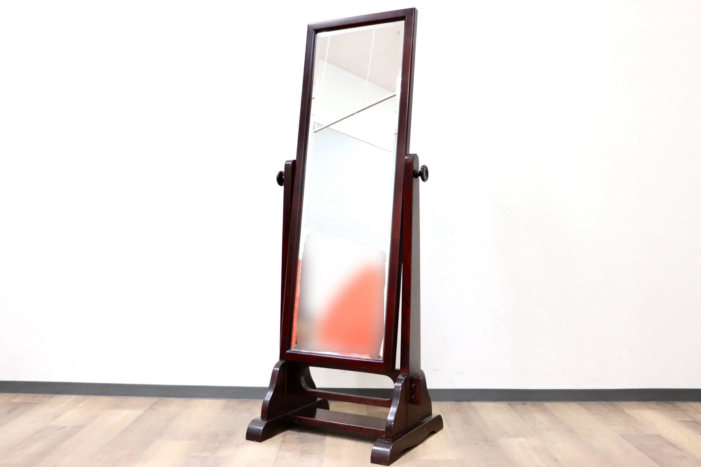 GMGF107○安芸民芸 スタンドミラー 鏡 姿見 全身鏡 椛 樺材 無垢材 和