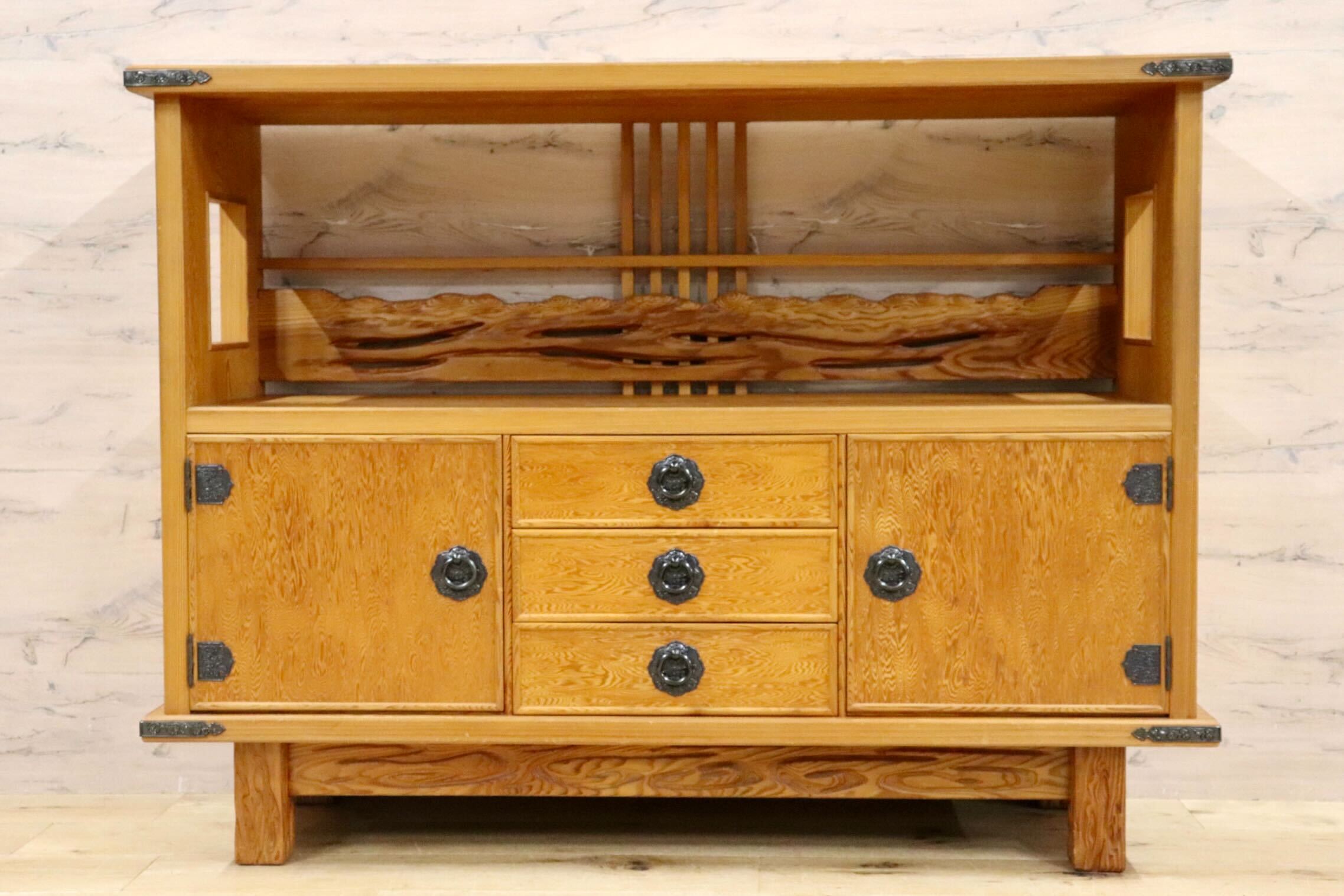 M○WS東名 希少 和ヴィンテージ 屋久杉 茶棚 飾り棚 サイドボード M