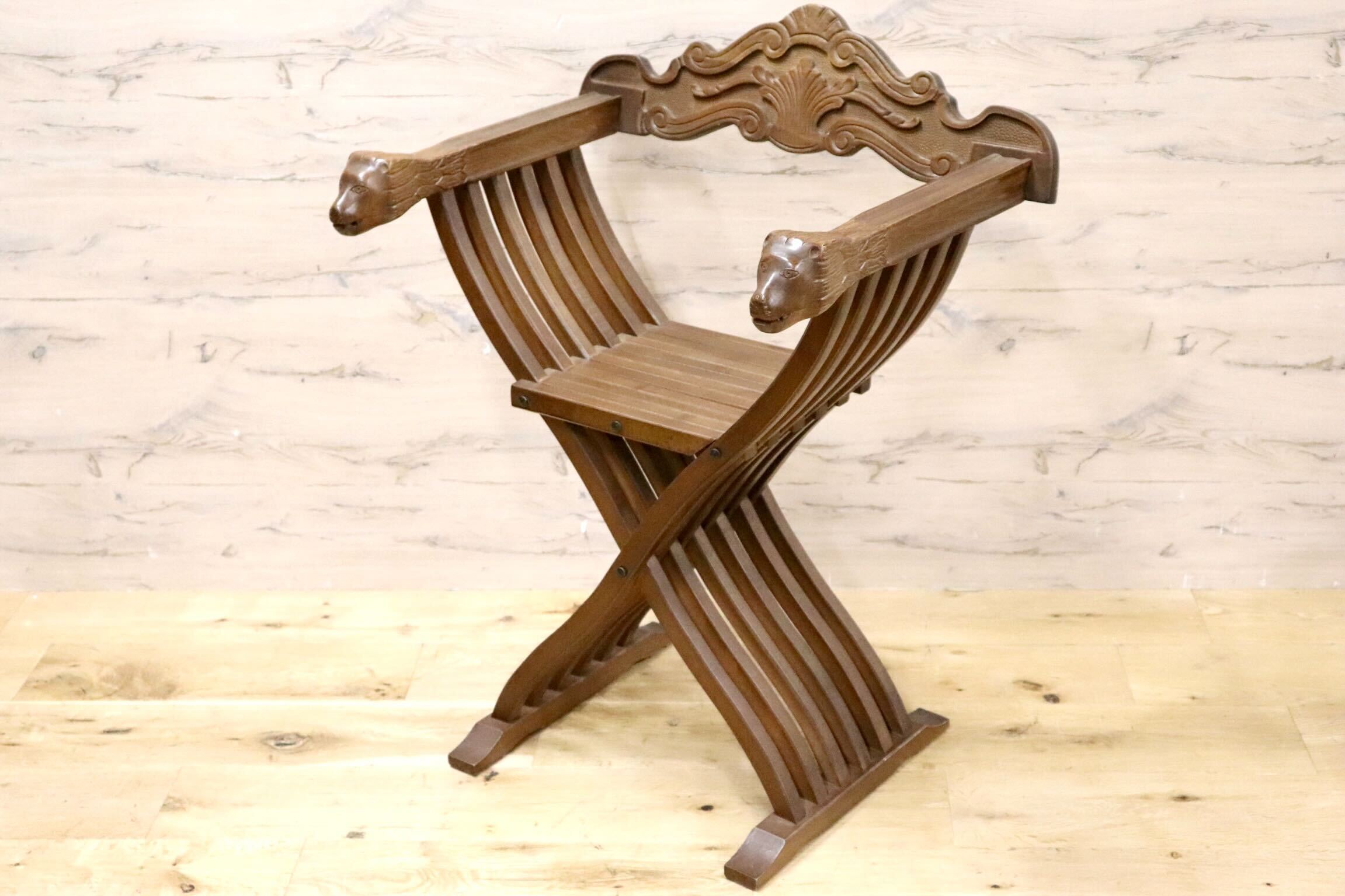 GMHN109○イタリア製 サボナーラ ライオンチェア サヴォナローラ