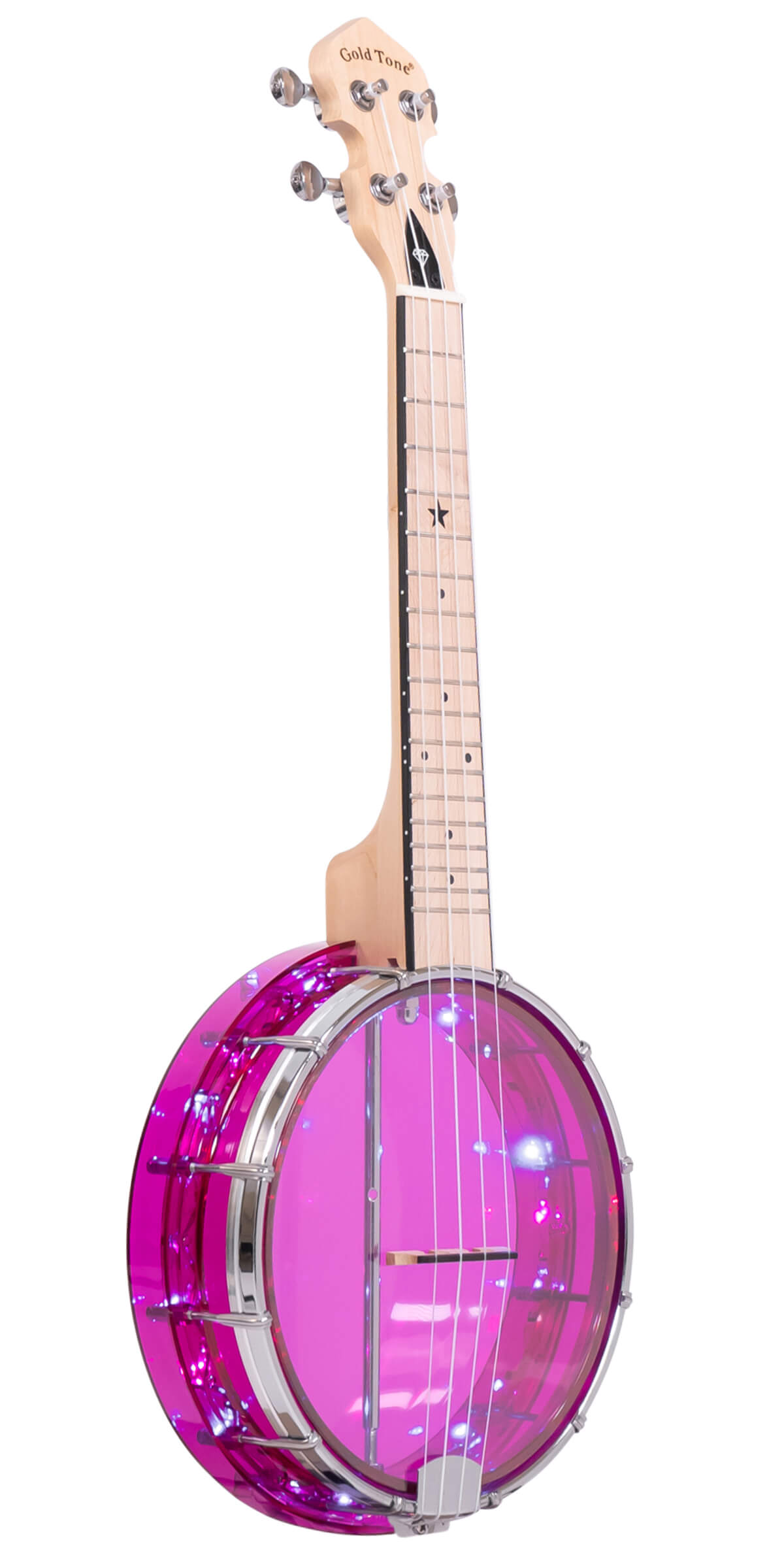 Little Gem (Amethyst): See-Through Banjo-Ukulele with Bag | Gold