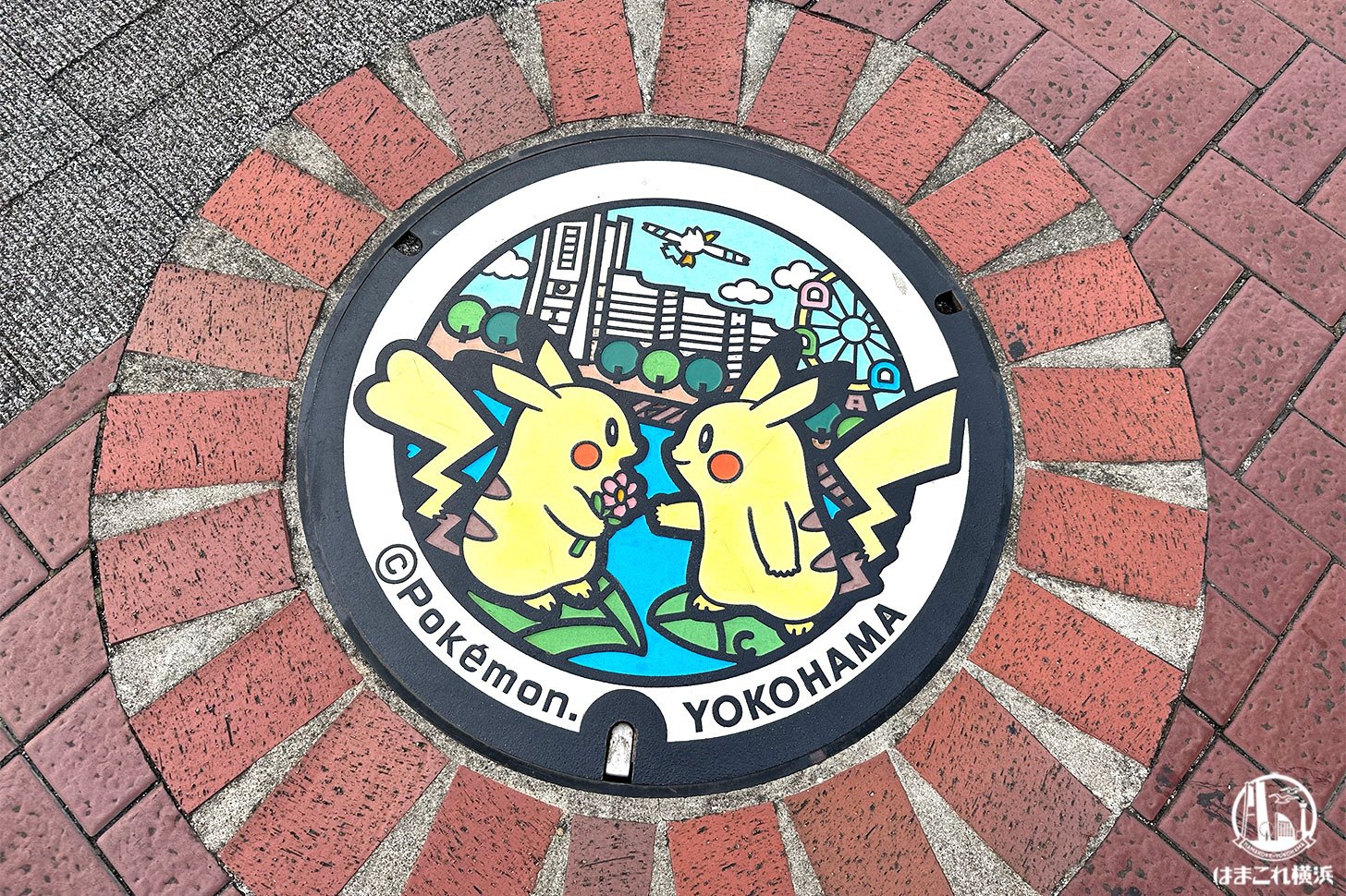 横浜のポケモンマンホール蓋「ポケふた」ピカチュウのオスメス設置場所
