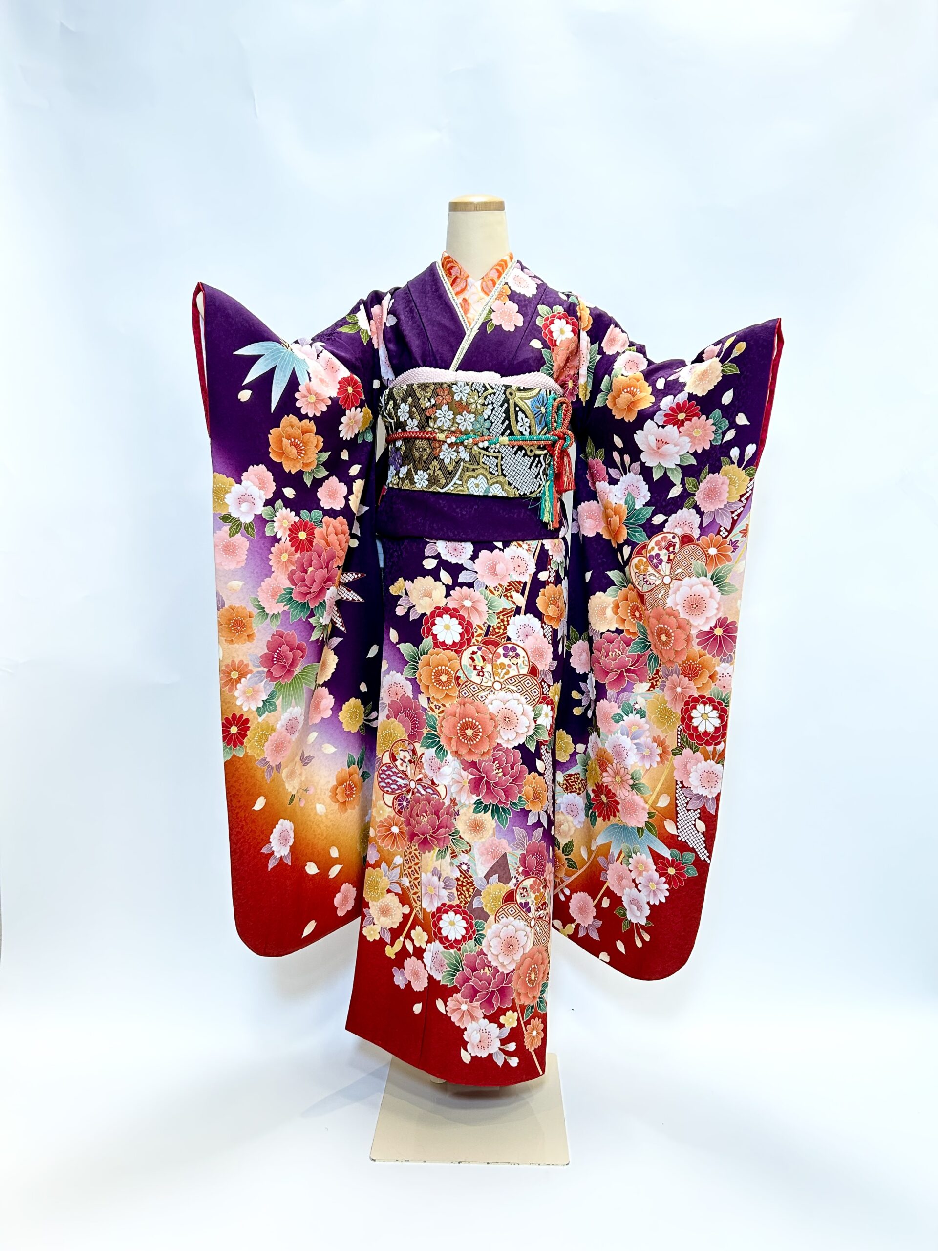 オレンジと紫のグラデーションに桜 | 京都・大阪で振袖・前撮りのこと