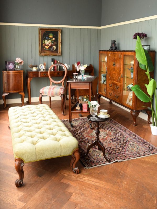 英国のアンティークチェア、猫脚が優雅な高級感溢れるベンチスツール(q