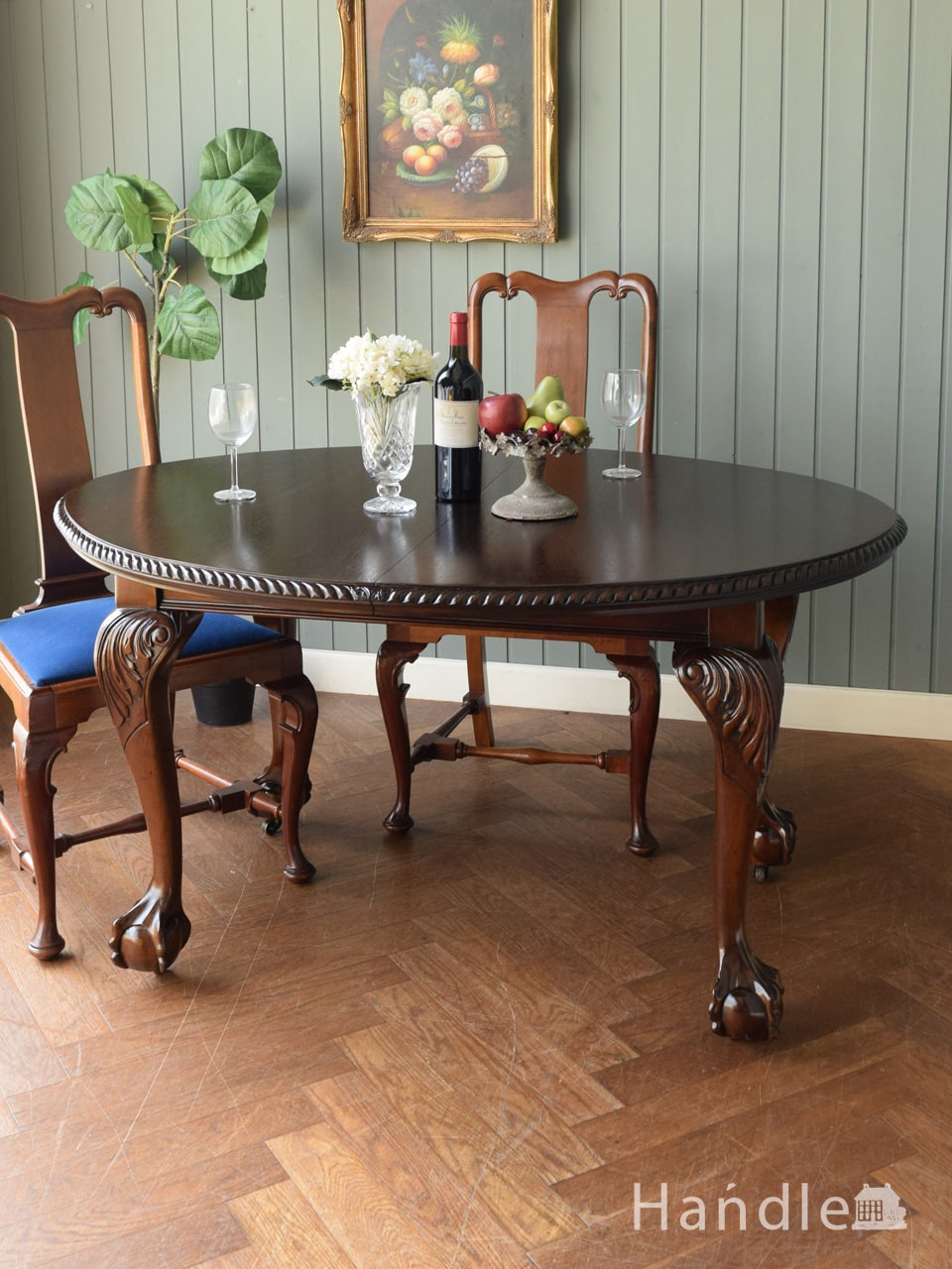 英国アンティークの美しい伸長式テーブル、クイーンアン様式の