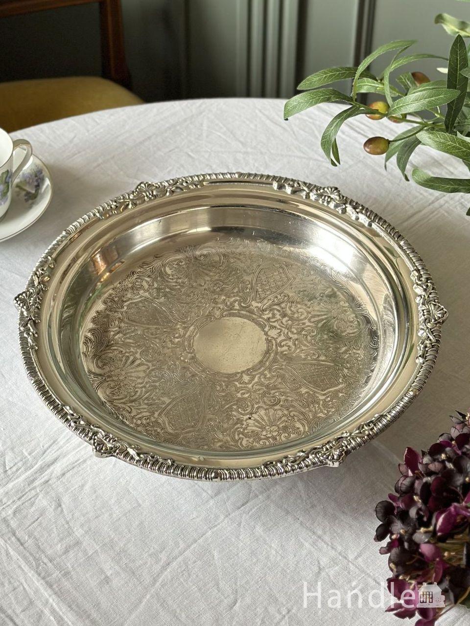 アンティークのトレイ、象嵌が美しい木製トレイ(m-7152-z