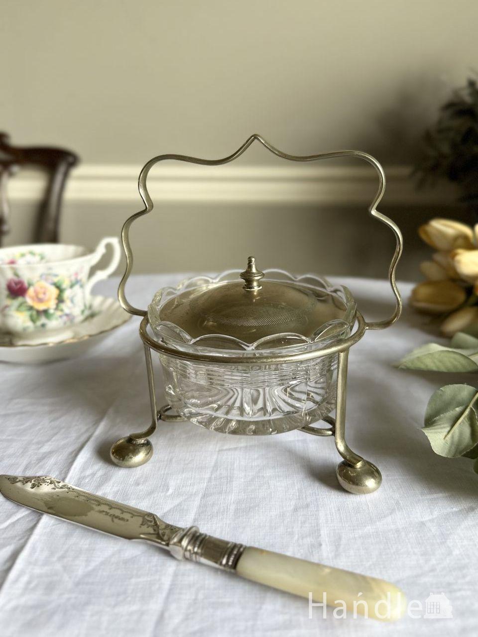 英国で見つけたアンティークの食器、シルバープレートのジャム