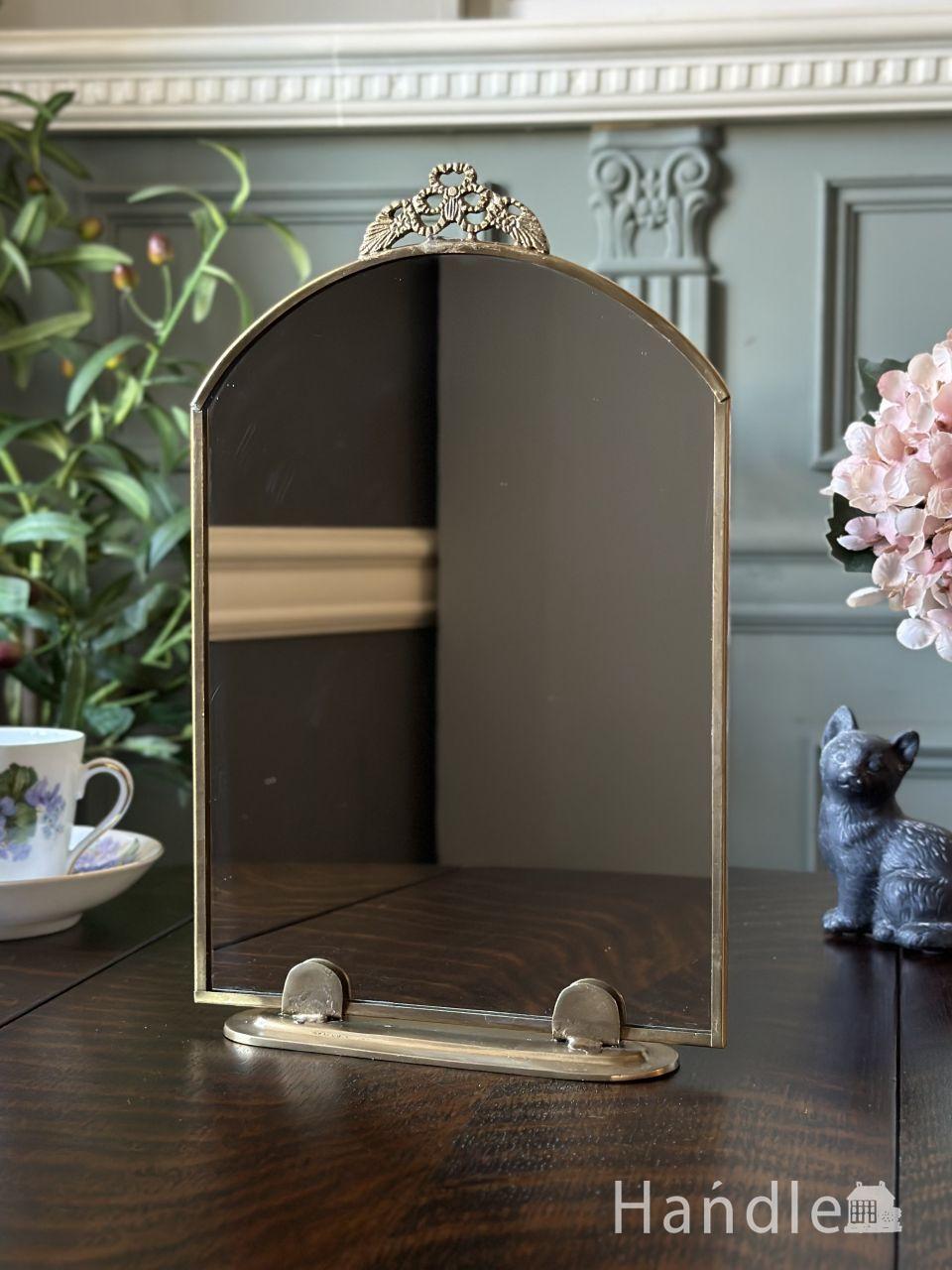 アンティーク調のおしゃれなスタンドミラー、取り外し可能な真鍮製の鏡
