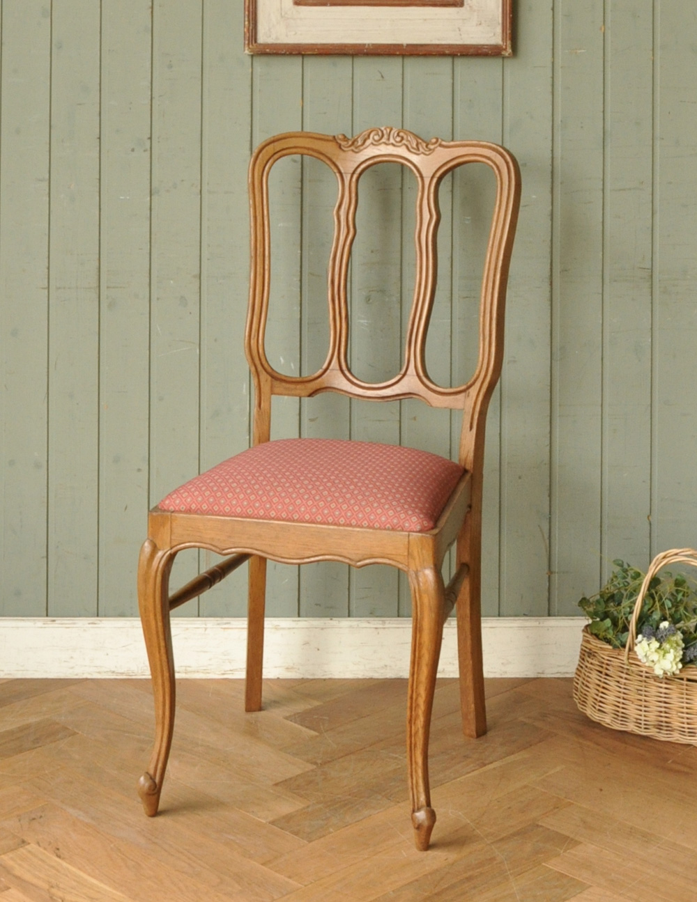 フランスアンティーク猫脚ダイニングチェア/椅子イス/籐ラタン(90-190