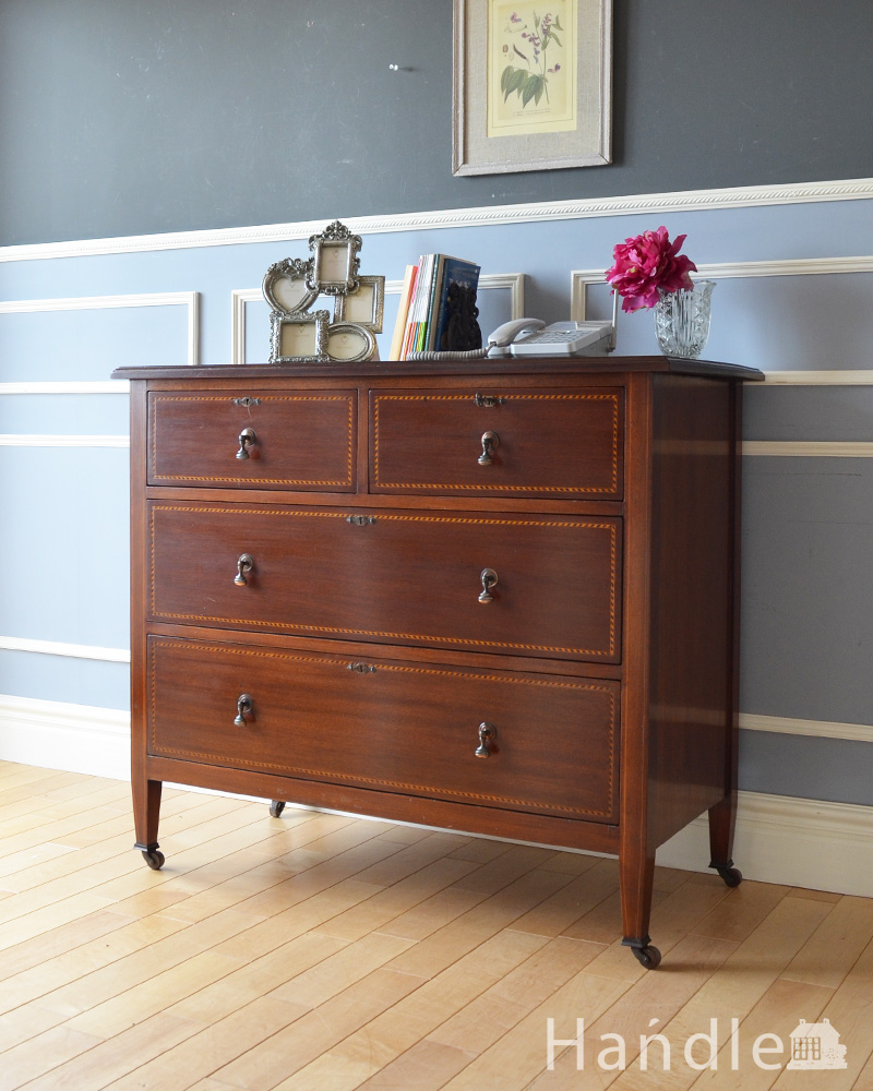 クラシックなデザインのチェスト、英国輸入のアンティーク家具(k-1476