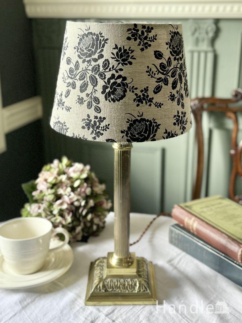 フランスから到着、ベビーピンクが優しく灯るアンティーク布シェード(m