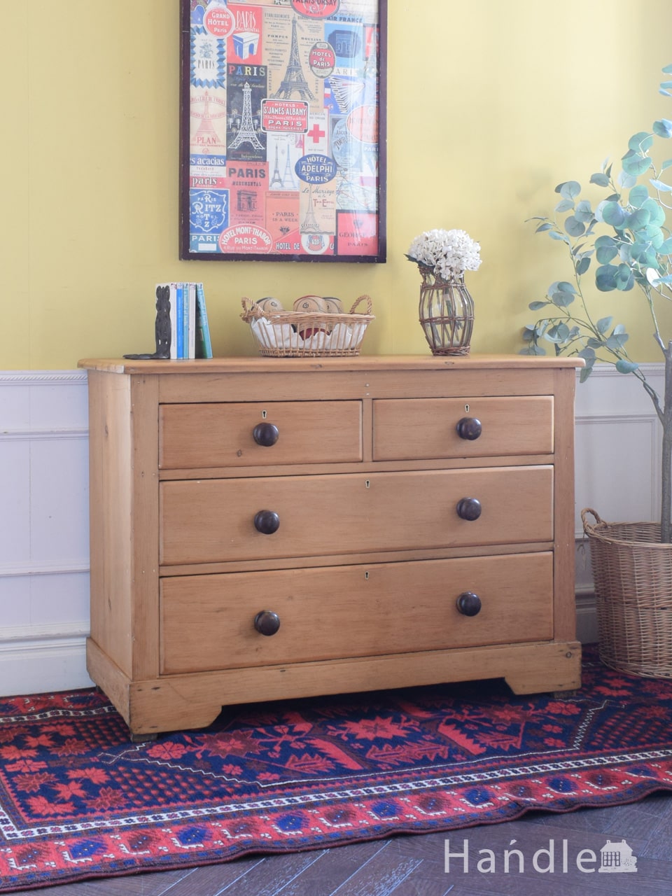 イギリスから届いたビンテージ5段チェスト、チーク材のおしゃれな整理