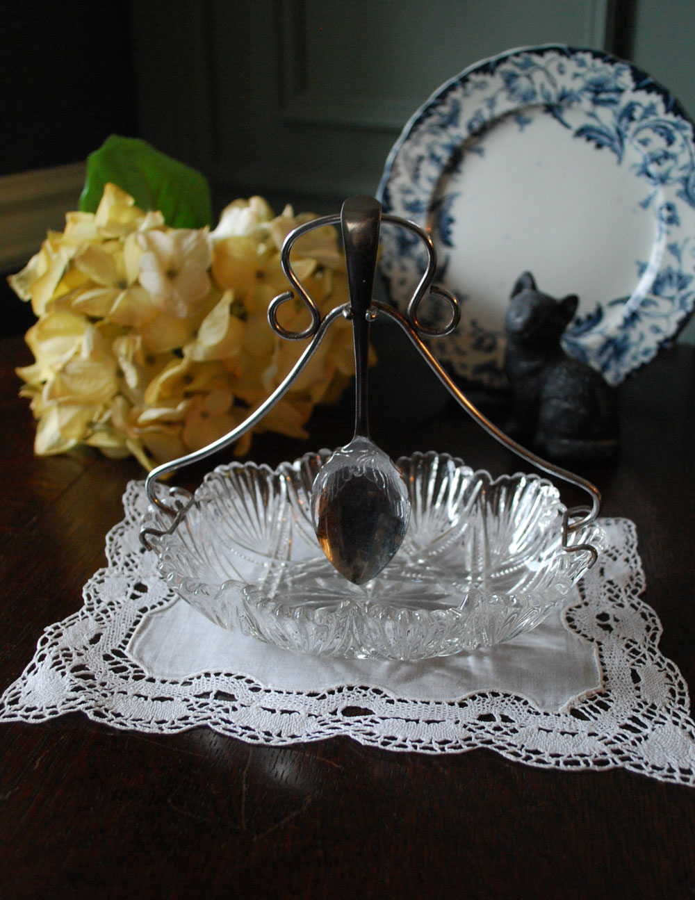 スプーン付きガラスのジャムディッシュ アフタヌーティーアイテム