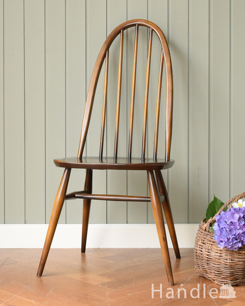 お花の彫が美しいバルボスレッグのアンティークオークチェア(q-503-c