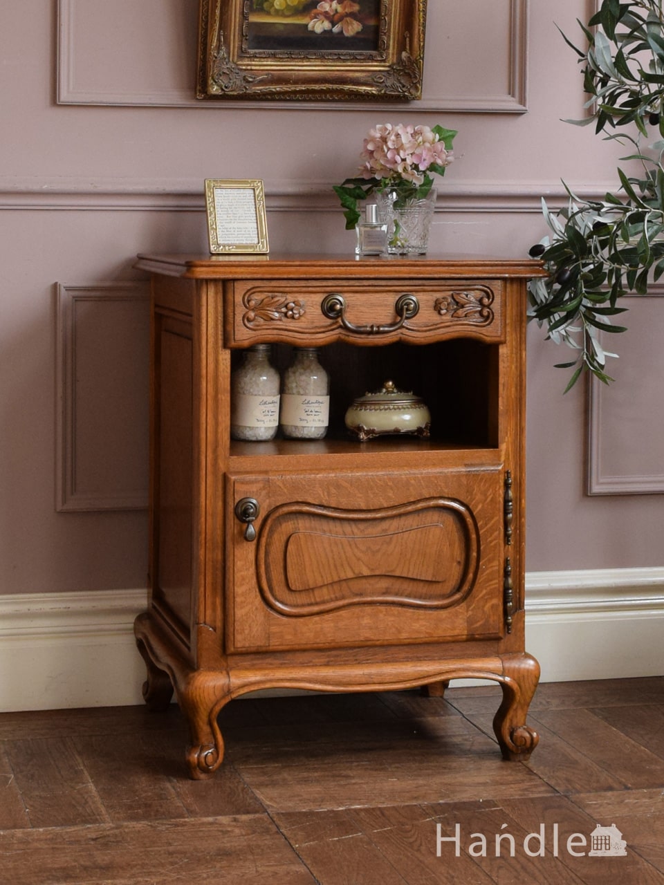 英国のアンティークサイドキャビネット、ミラー付きの美しいコール