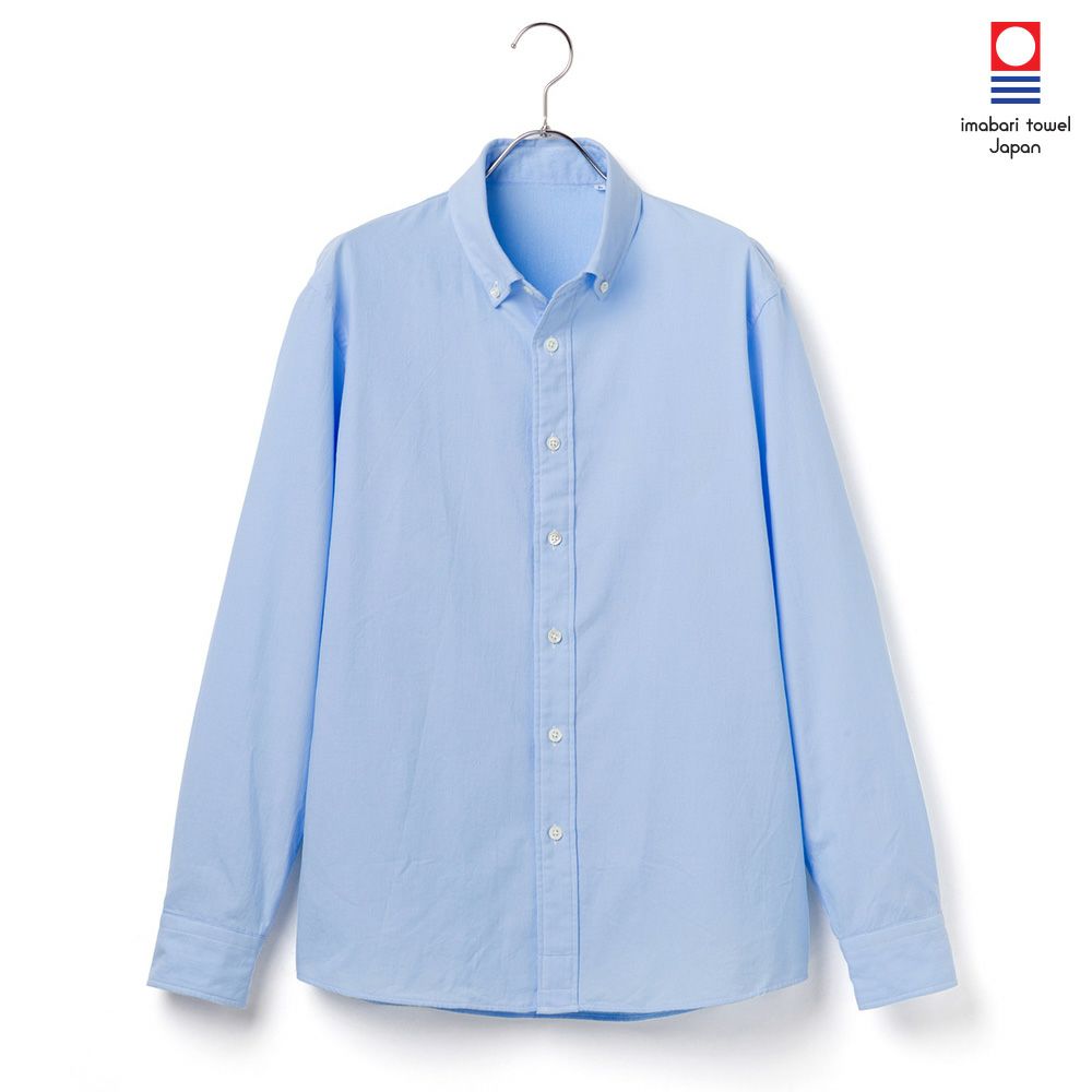 和紙繊維100% オックスフォード メンズ カジュアルシャツ 長袖 ボタン