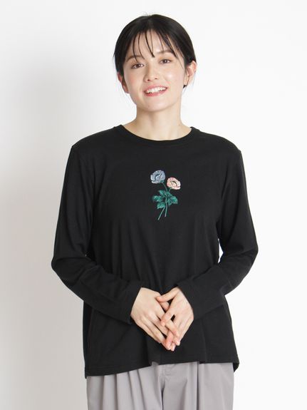 30/-天竺 花のワルツ刺繍ロングスリーブカットソー（Tシャツ）｜SUPER