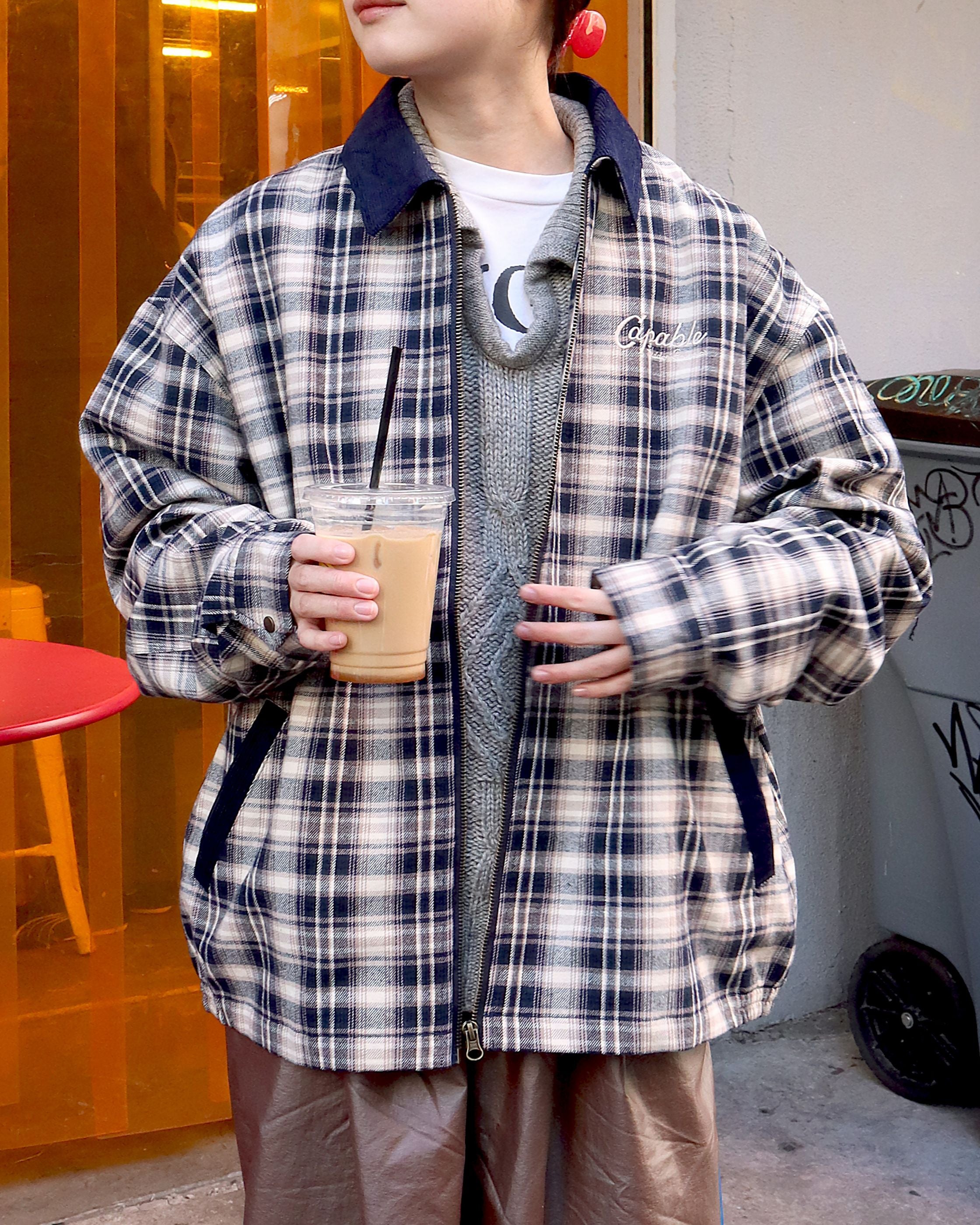 POWER TO THE PEOPLE】襟コーデュロイ チェック柄ジャケット – Ha-Li-C