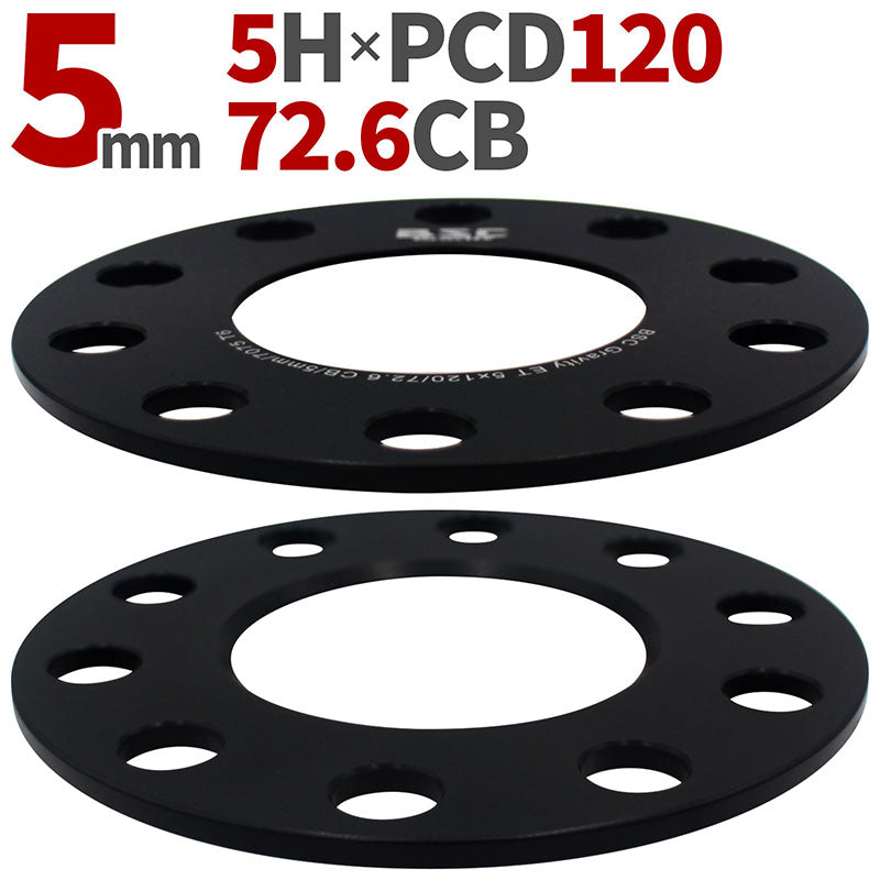 ホイールスペーサー【5mm】2枚組 5H PCD120 ハブ径72.6mm 7075-t6 – HAP