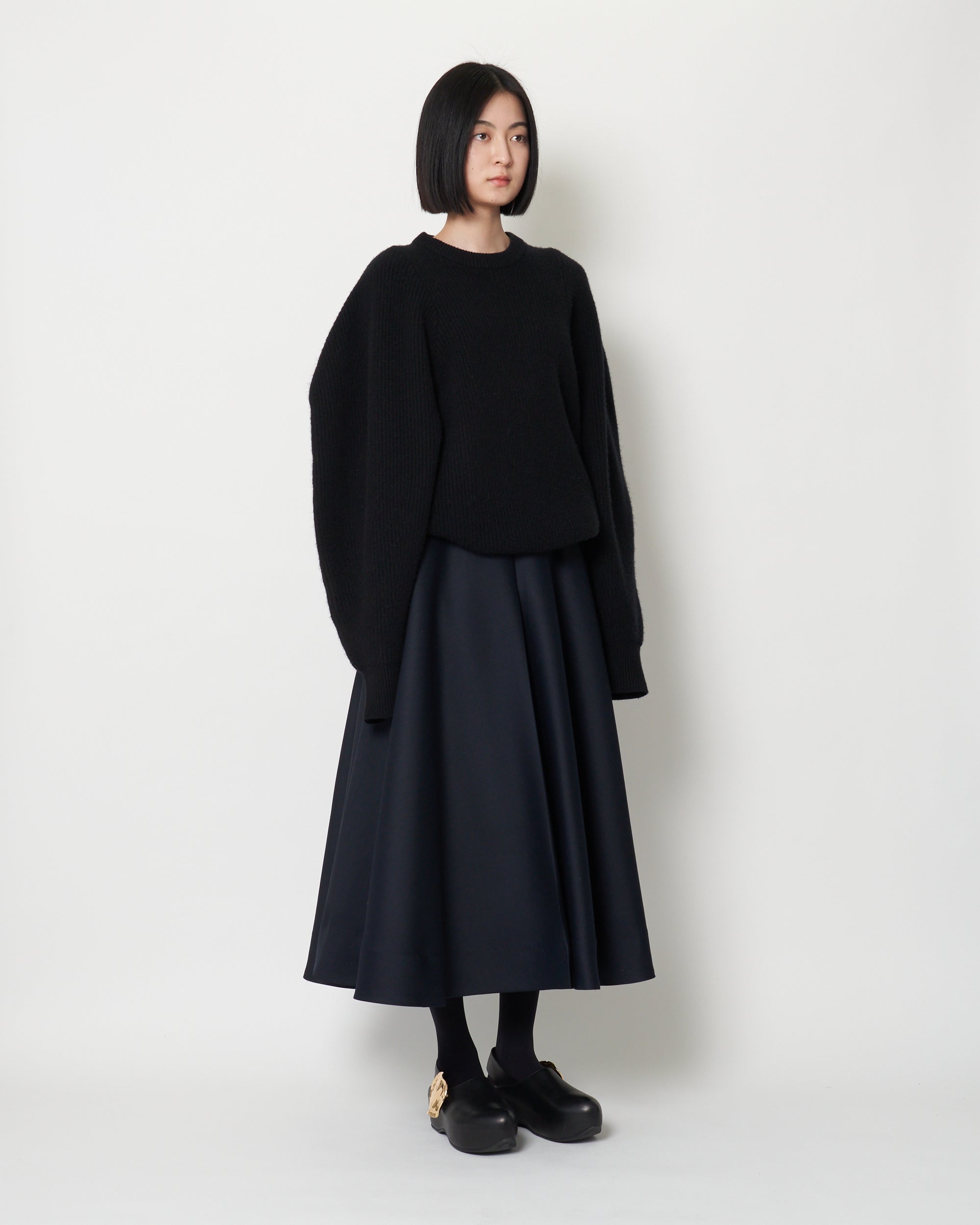 KAMARI - ROUNDED SLEEVE WOOL KNIT SWEATER – HARUNOBUMURATA