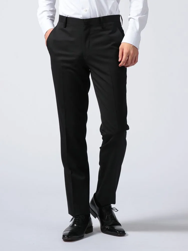 ブラック 【ウォッシャブル】パンツ ノータック ウール混 nero