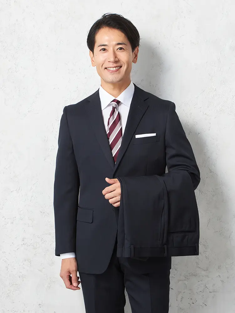 ネイビー 【上下ウォッシャブル】 スーツ 2つボタン ツーパンツ