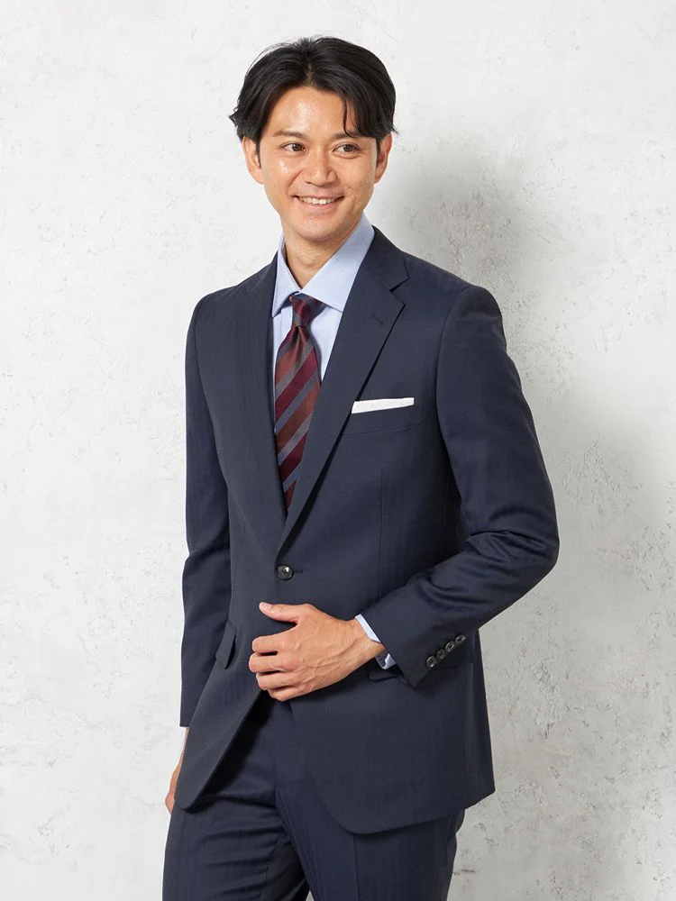 ウール100%】スーツ 2つボタン 尾州SUPER110s素材 シャドウストライプ