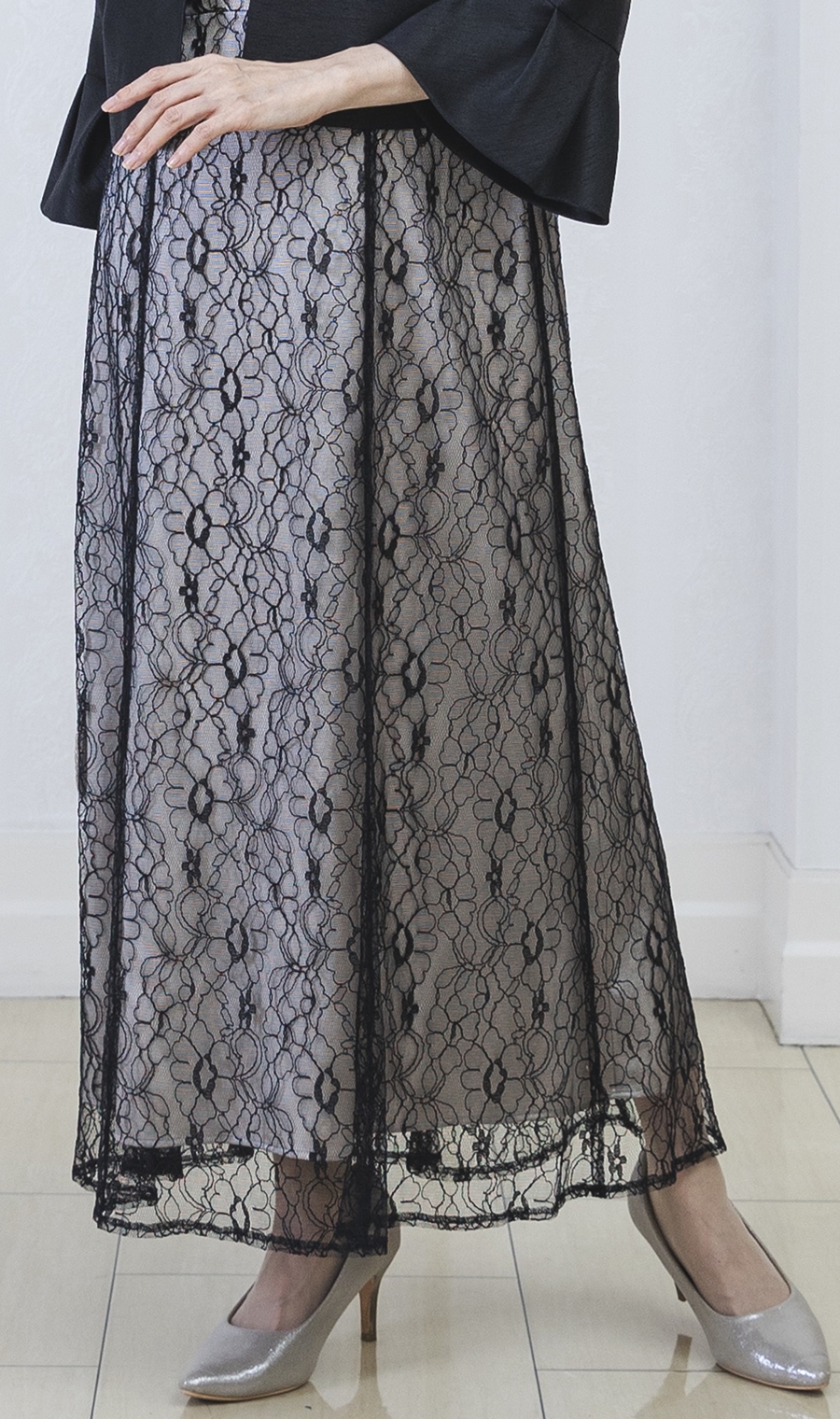 光沢デザインジャケット＋ラッセルレースロングドレスセット（RTL