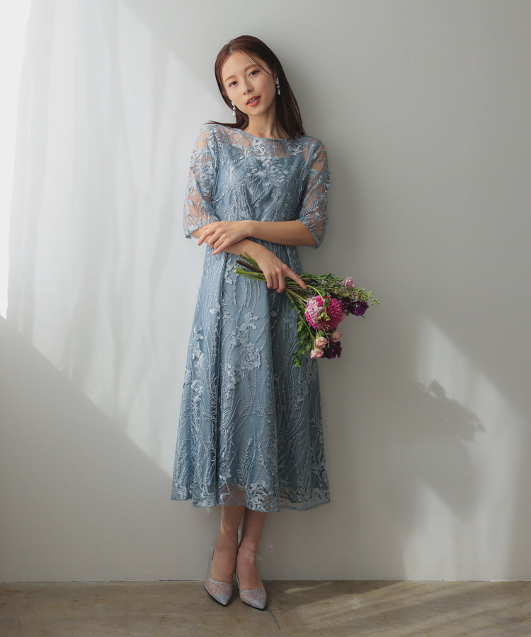 結婚式・お呼ばれドレス｜エンブロイダリーチュールドレス/22321155