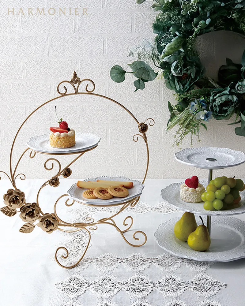 リリー2段プレートホルダー/ローズ2段ケーキスタンド｜輸入食器・雑貨