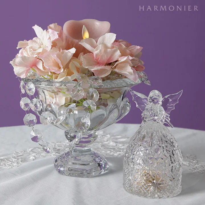 匿名配送ボヘミアクリスタル ネオジウムガラス ハンドル付フラワー