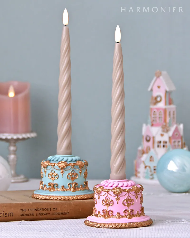 ケーキキャンドルホルダー（ブルー/ピンク）｜クリスマス雑貨の通販