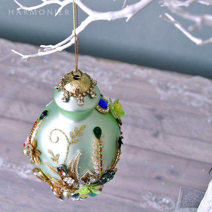 MRジュエルガラスオーナメント/フィニアル/シャイニーグリーン｜輸入