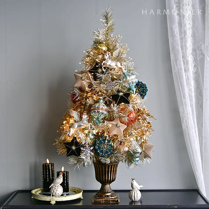 ミニガラスボールオーナメント5.5cm/ゴールドミックス2コセット