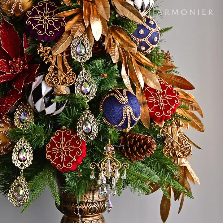 ジュエルボールオーナメント/ブルー9cm（カーブ/ドット）｜クリスマス