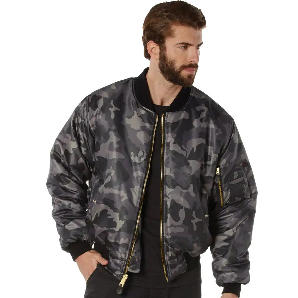 Black Camouflage MA-1 Bomber Flight Jacket