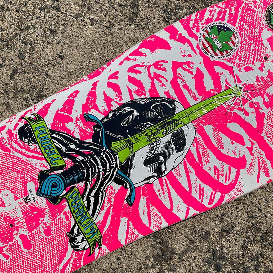 9.75in x 30.0in GEEGAH SKULL & SWORD SKATEBOARD DECK HOT PINK
