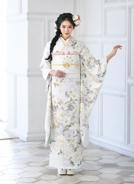 ≪早い者勝ち≫ 振袖セット 成人式 正絹 古典柄 白 S*102