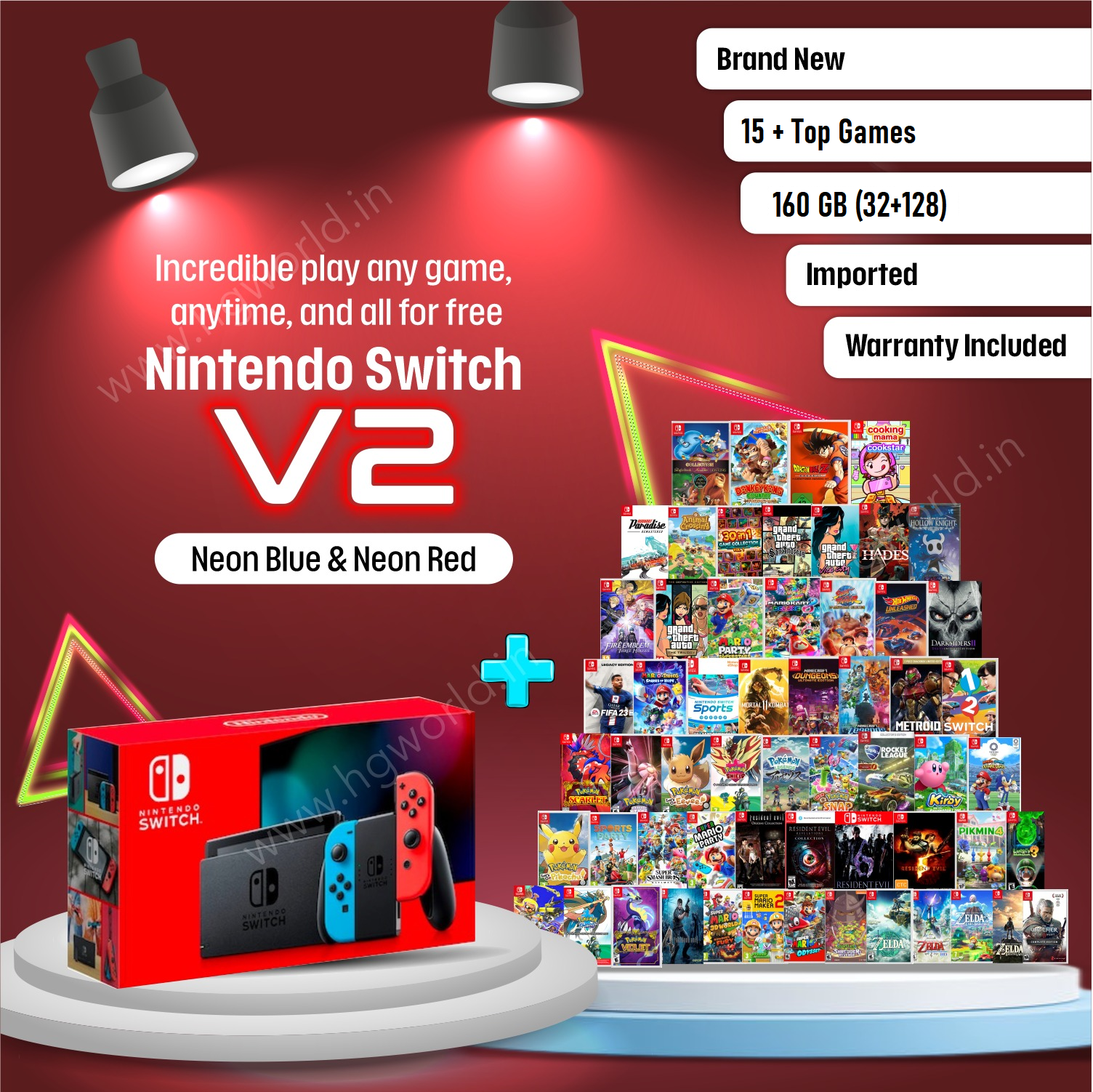 Neon Nintendo Switch V2 | 32GB | Happy Gaming World