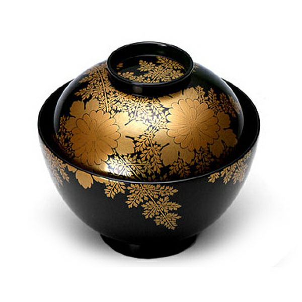 輪島塗 武田漆器店 金蒔絵牛車桜文吸物椀 国産漆100％使用 共箱 資産家