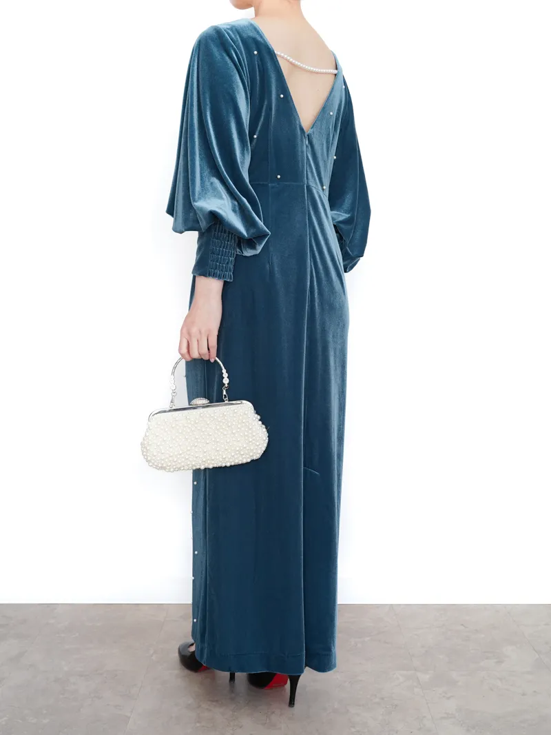 Ameri VINTAGE（アメリ ヴィンテージ）BACK OPEN PEARL VELOUR DRESS