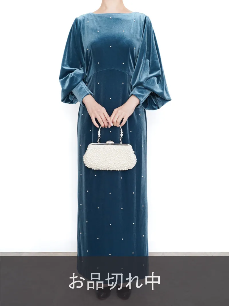 Ameri VINTAGE（アメリ ヴィンテージ）BACK OPEN PEARL VELOUR DRESS